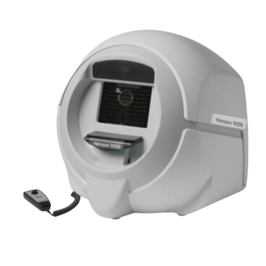 Périmètre automatisé Henson 9000 — analyse du champ visuel utilisée pour le dépistage et le suivi du glaucome